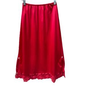 Vtg Maidenform Red Lace Half Slip Skirt Small Made in USA Devil Costume Lingerie